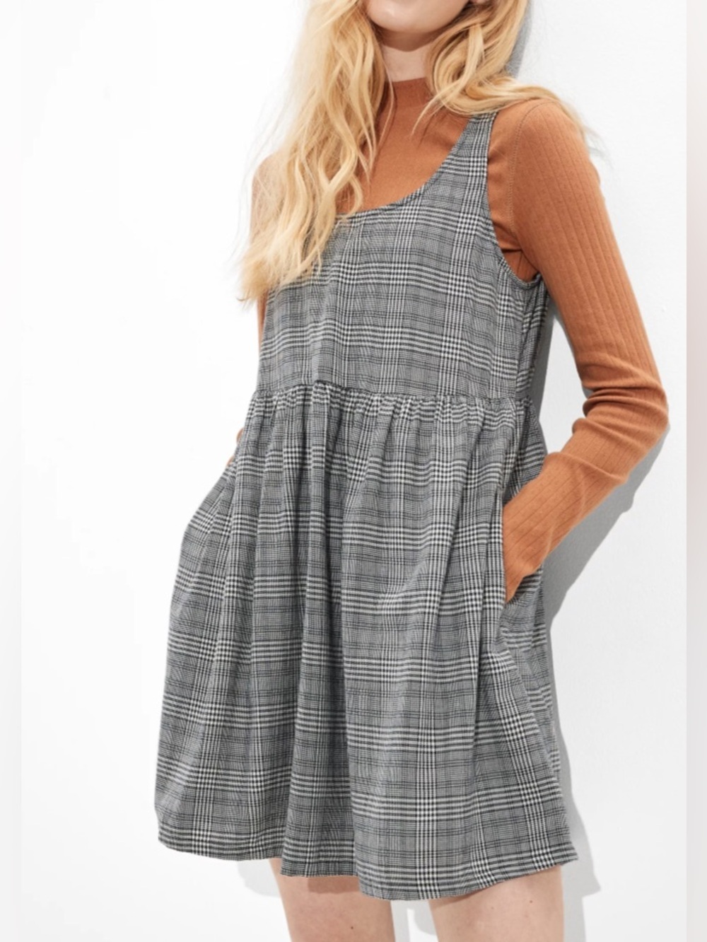 AE Plaid Babydoll Mini Dress